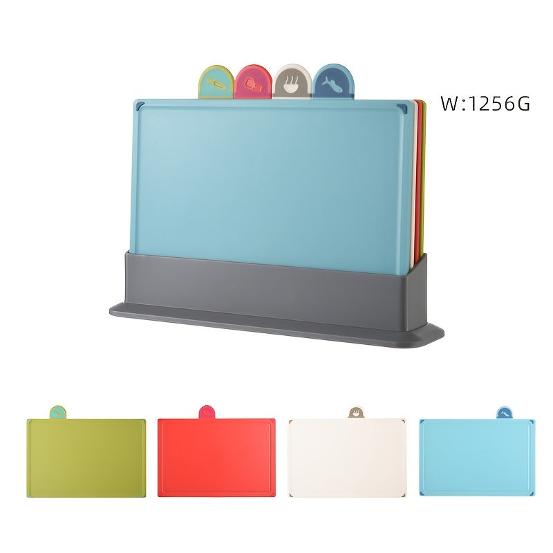 Set of 4 Wheat Straw Plastic Cutting Boards Food Safe Durable PP Kitchen Chopping Boards