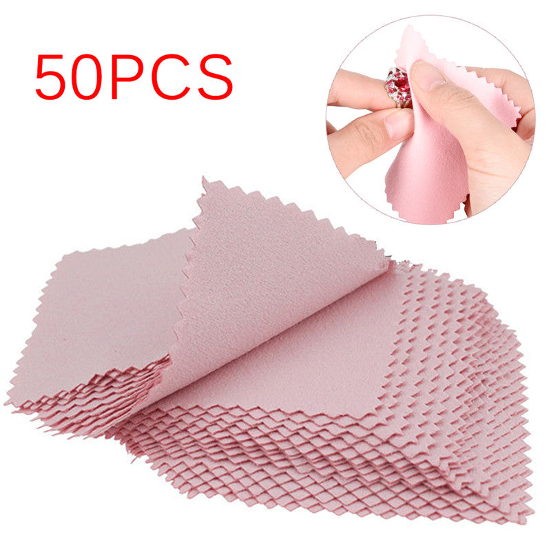 Pink Microfiber Cleaning Cloths for Silver Jewelry Shine Pack of 50