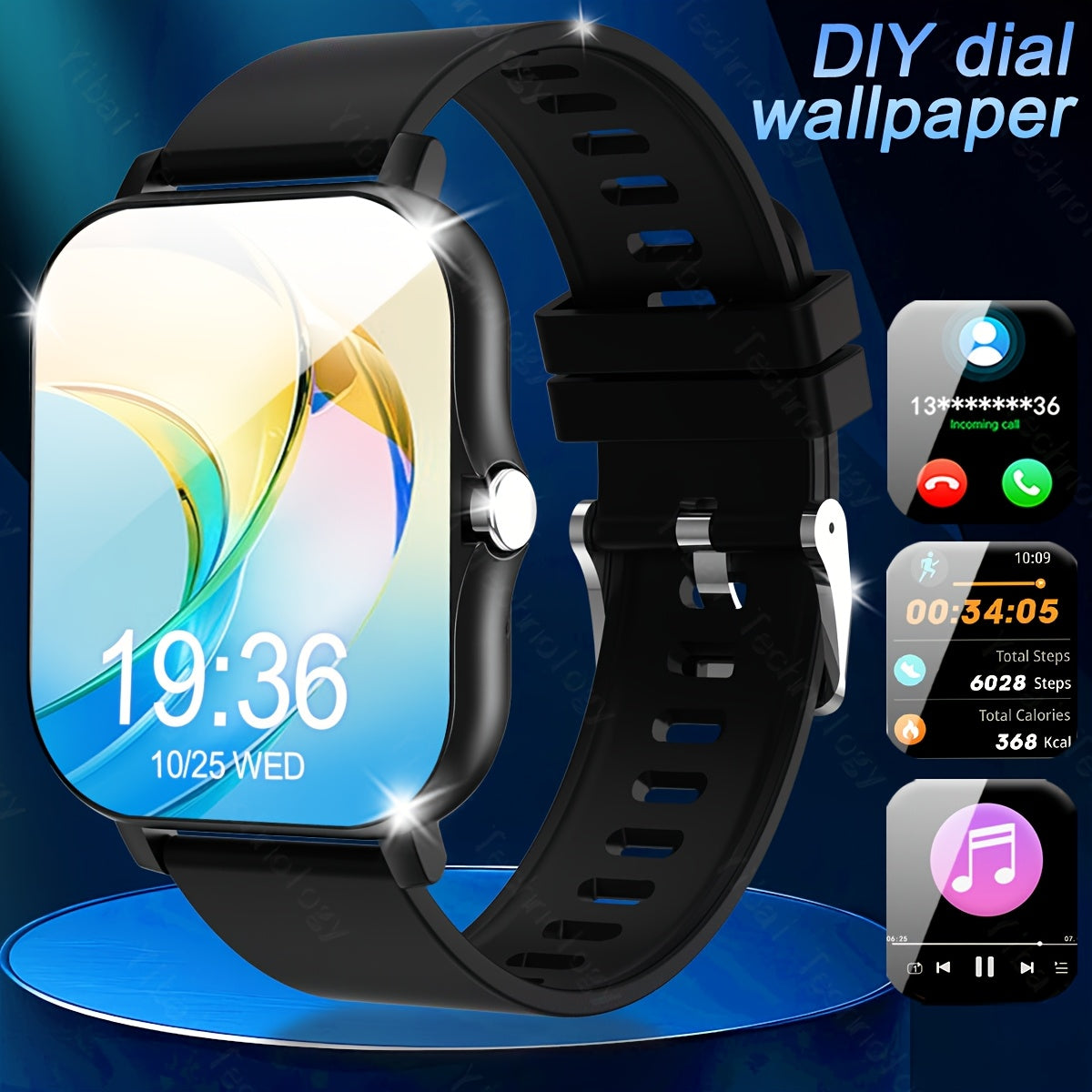 Smart Watch for Men and Women 1.83 Inch HD Screen Fitness Tracker with Call and Voice Assistant