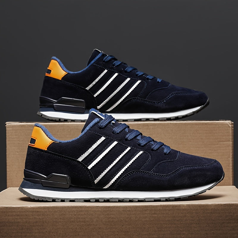 Men's Casual Sneakers All-Season Low Top Lace-Up PU Fabric Solid Color Street Style