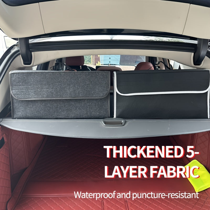 Car Trunk Organizer Quilted Multi-Compartment Storage Bag Durable Cargo Box