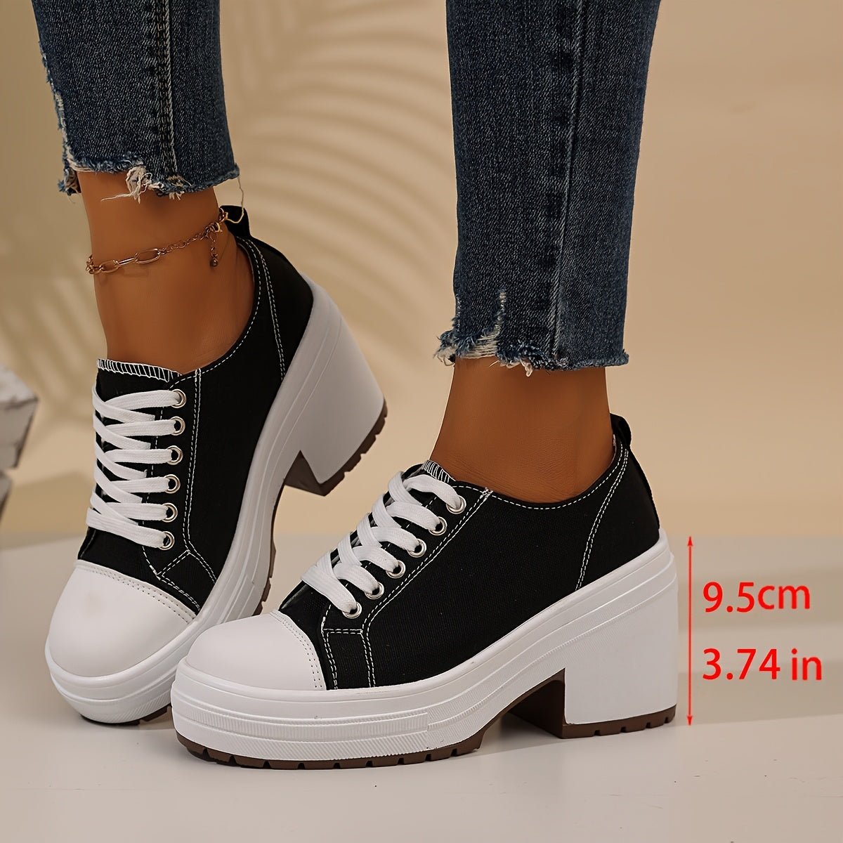 Women's Chunky Platform Shoes White Orange Colorblock Non-Slip PU All-Season