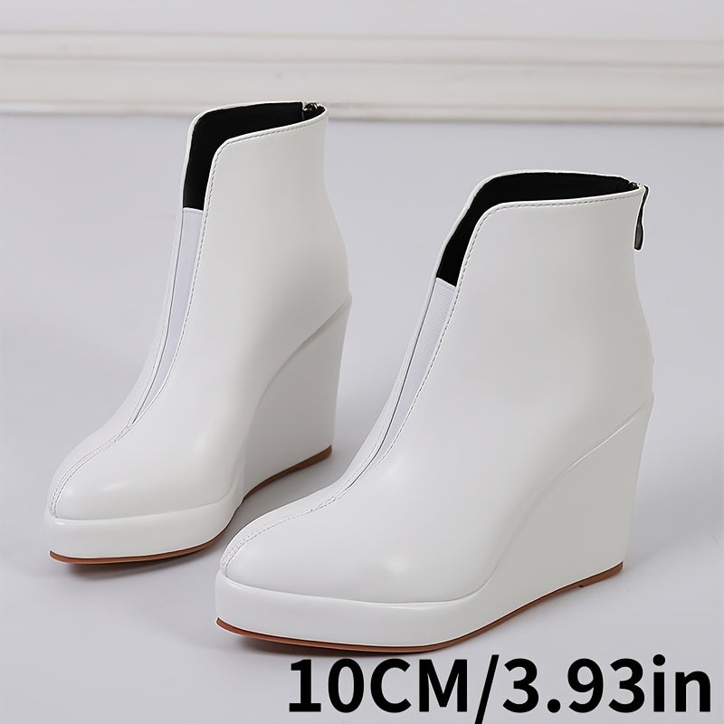 Женские западные ботинки на каблуке платформе из искусственной кожи с острым носком и молнией