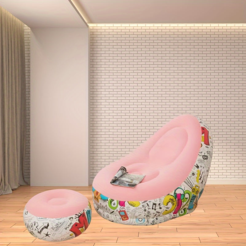 Qorong'i Inflatable Lounger Sofa oyoq uchun tayanch bilan, chidamli plastmassa, uy bezaklari