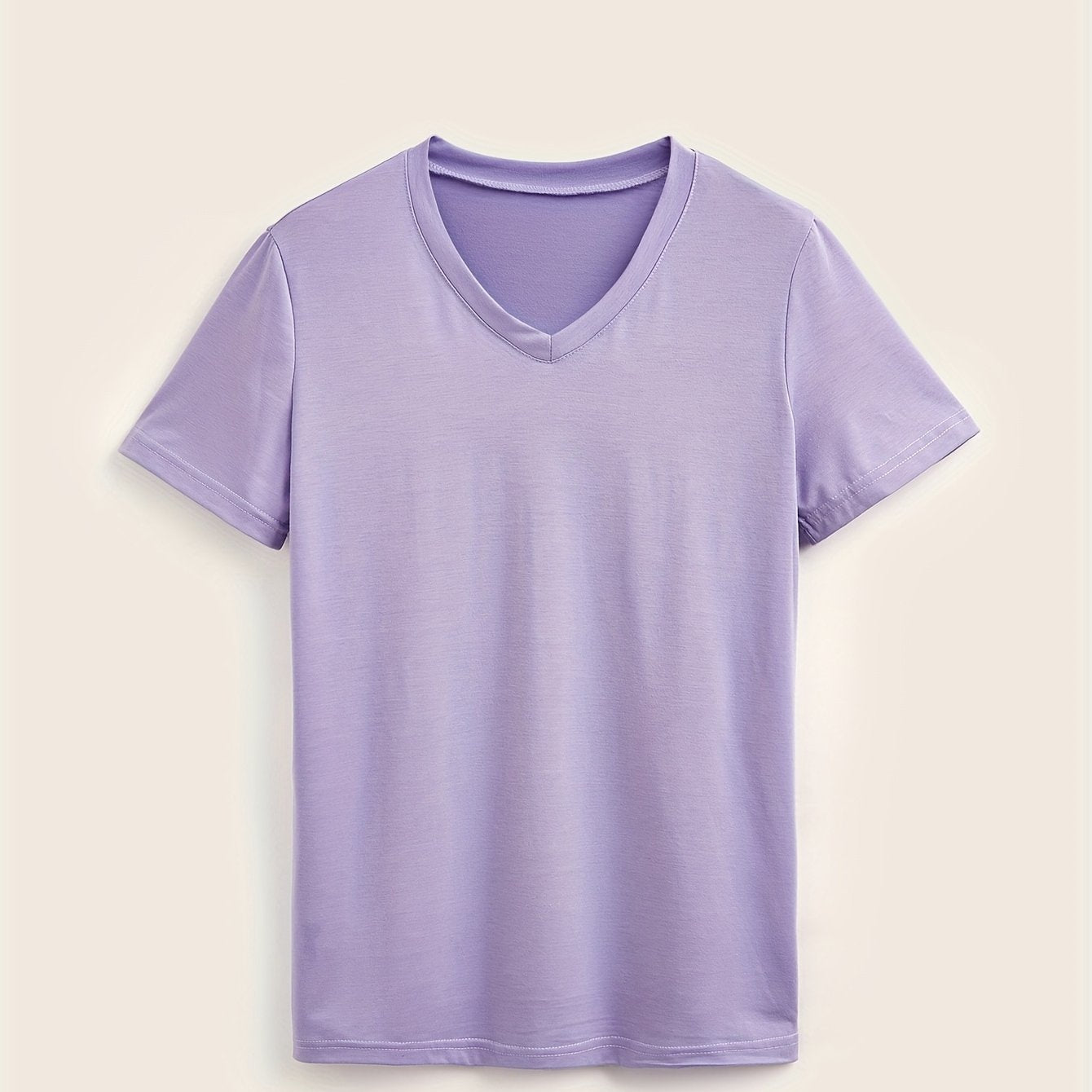 Women's Plus Size Solid Color V-Neck T-Shirt Short Sleeve Lightweight Summer Casual