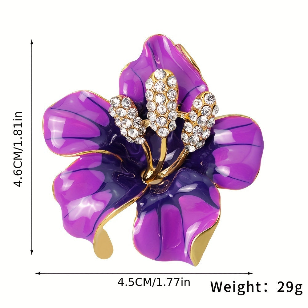 Flower Brooch Pin with Rhinestones for Bridal Wedding Accessories