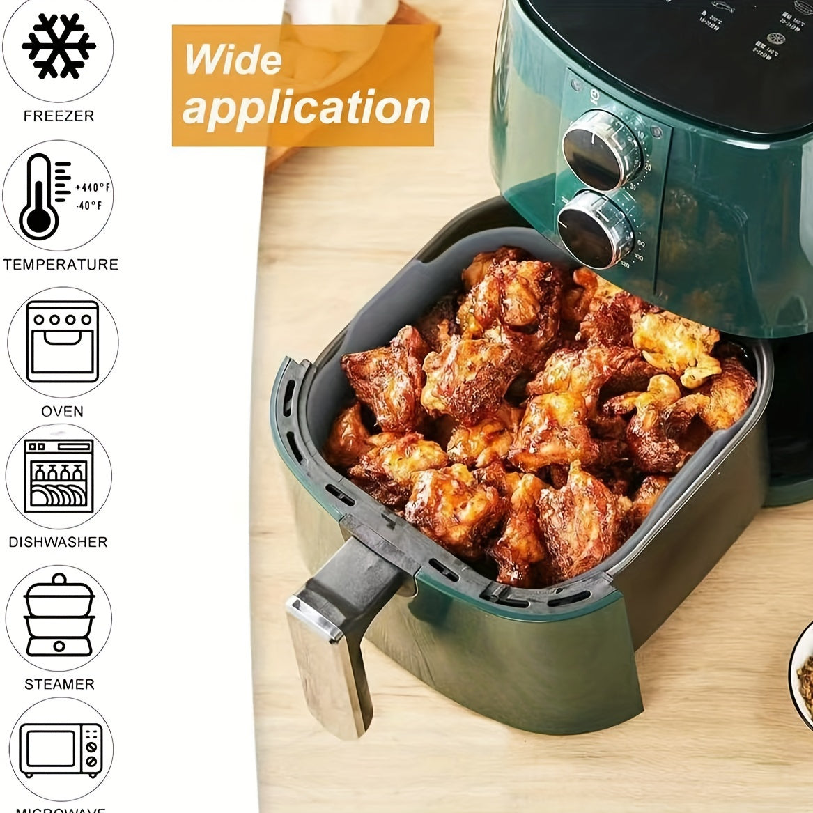 Bir parcha ko'p maqsadli silikon pishirish qutisi - Tort pishirish uchun ideal, havo fritözlarida foydalanish va boshqa joylarda - Oshxonada oziq-ovqat uchun xavfsiz