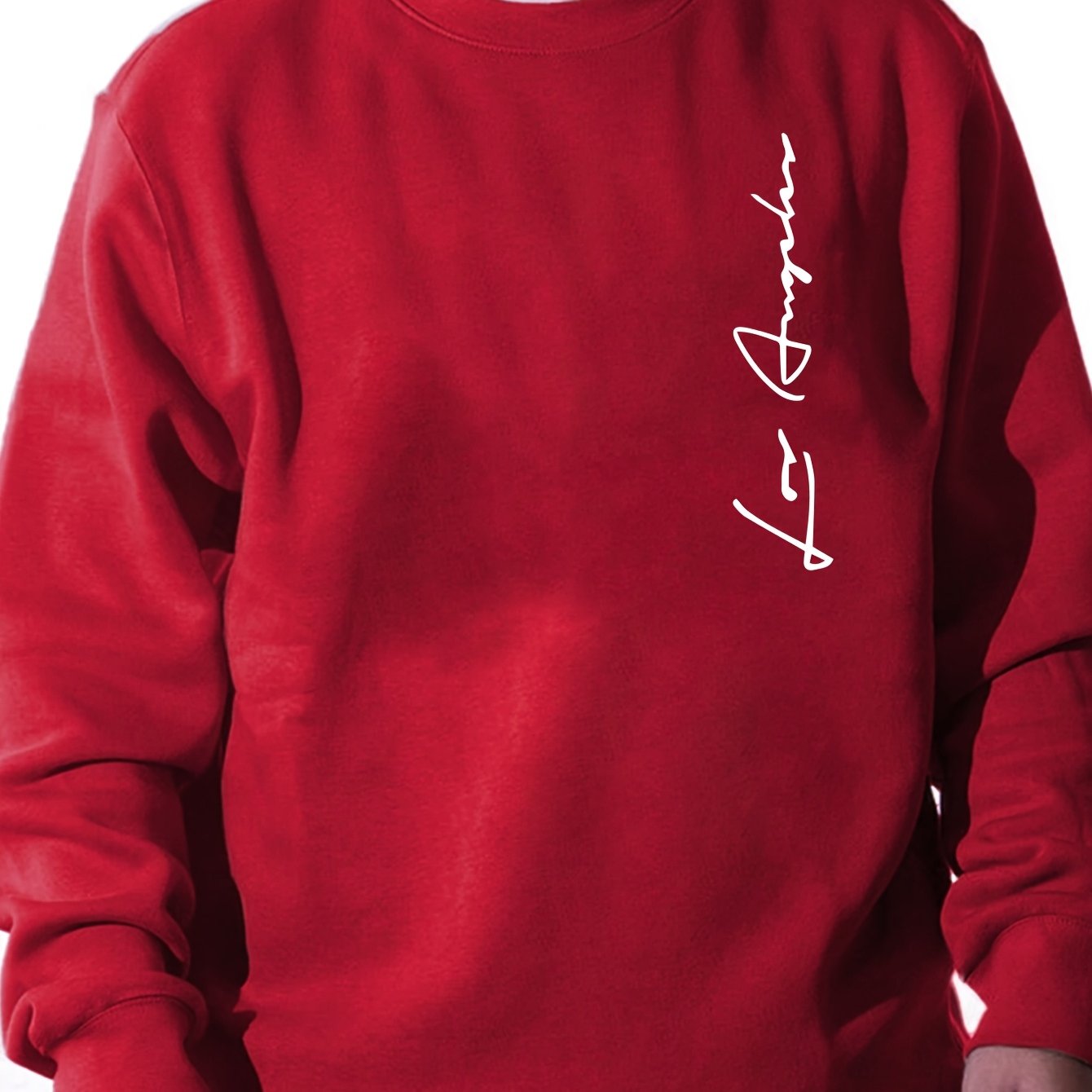 Sudadera de punto de poliéster de talla grande para hombre con estampado geométrico y cuello redondo