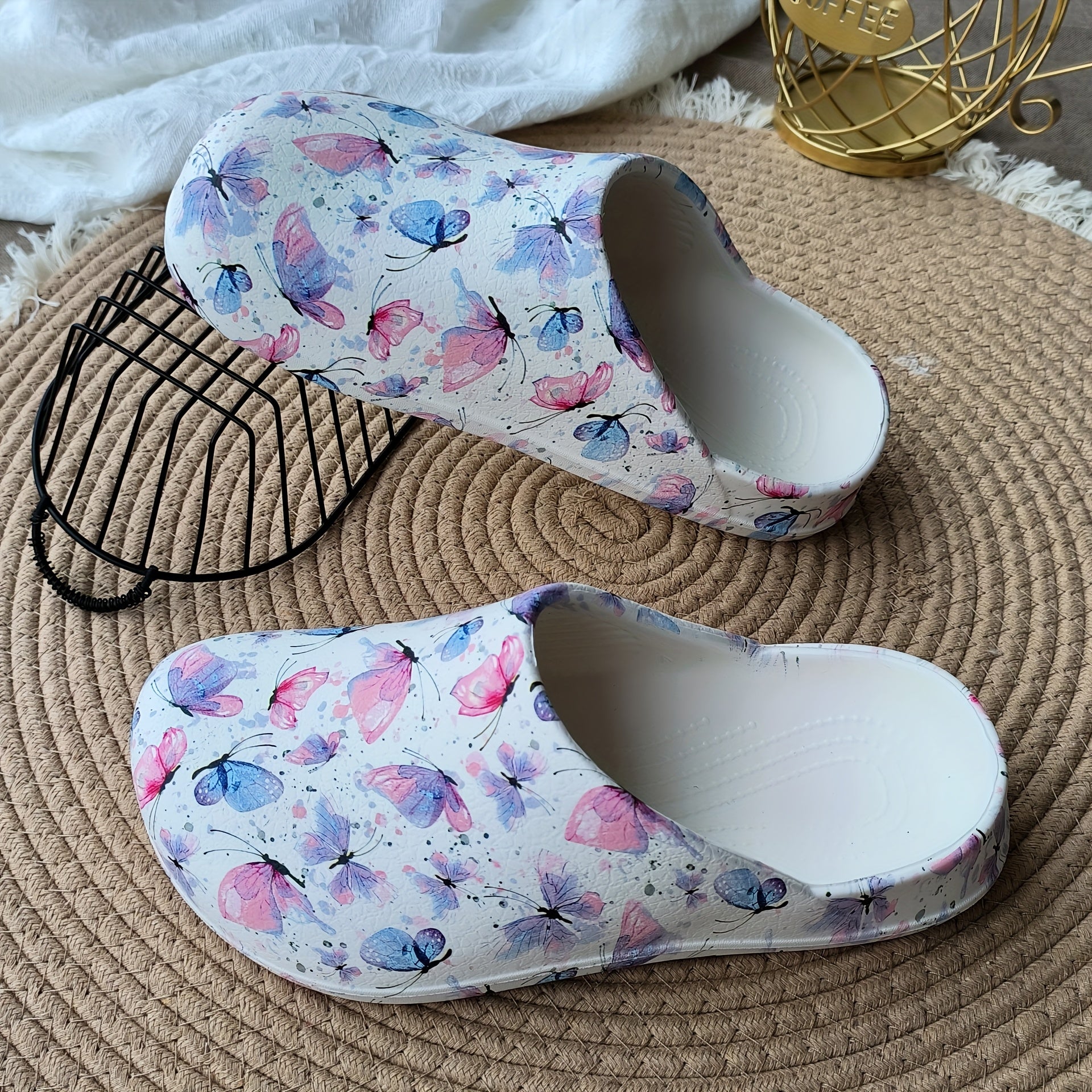Women’s EVA Slide Sandals with Floral Butterfly Design Non-Slip Breathable Summer