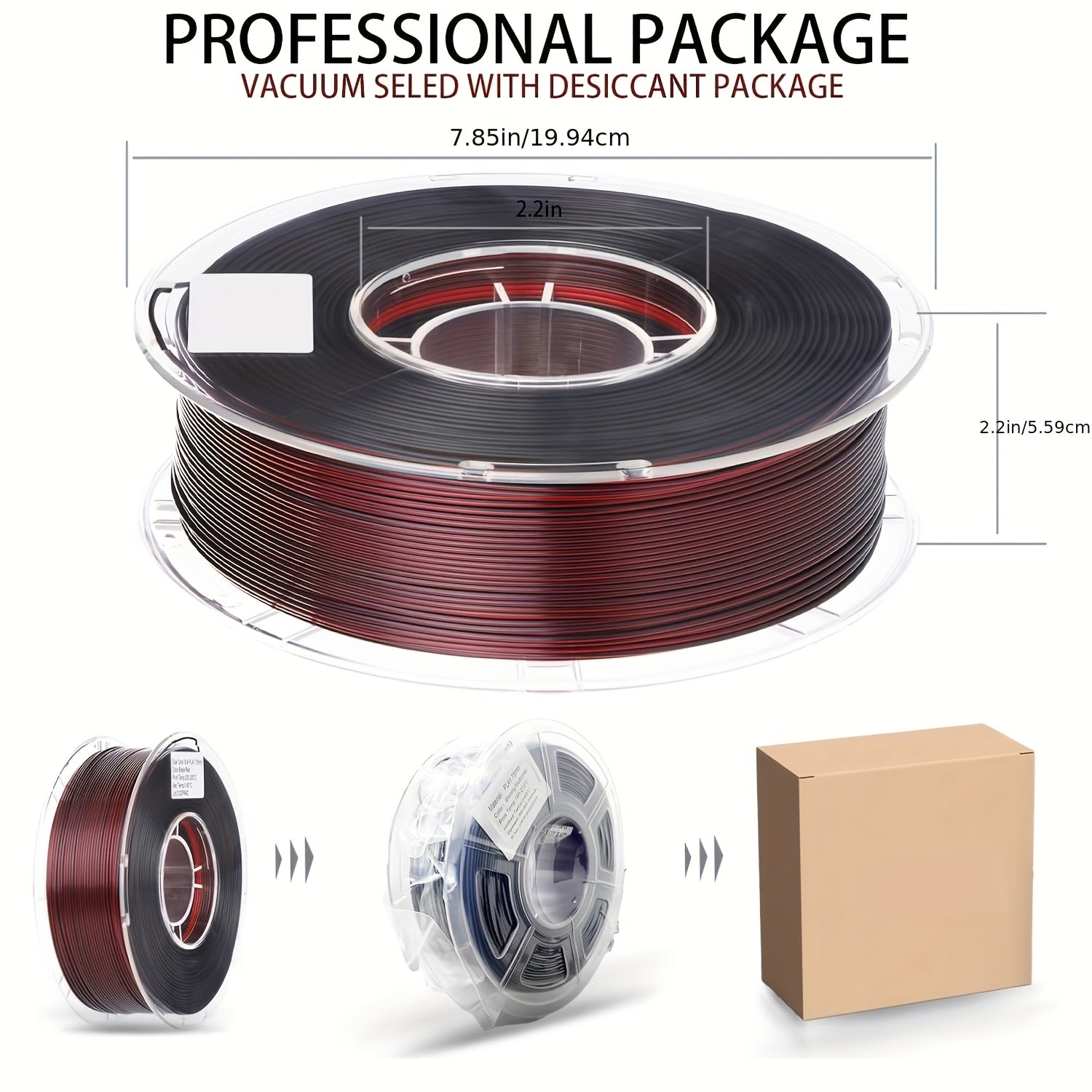 Red and Black Dual-Color PLA 3D Printer Filament 1kg Shiny Coextrusion
