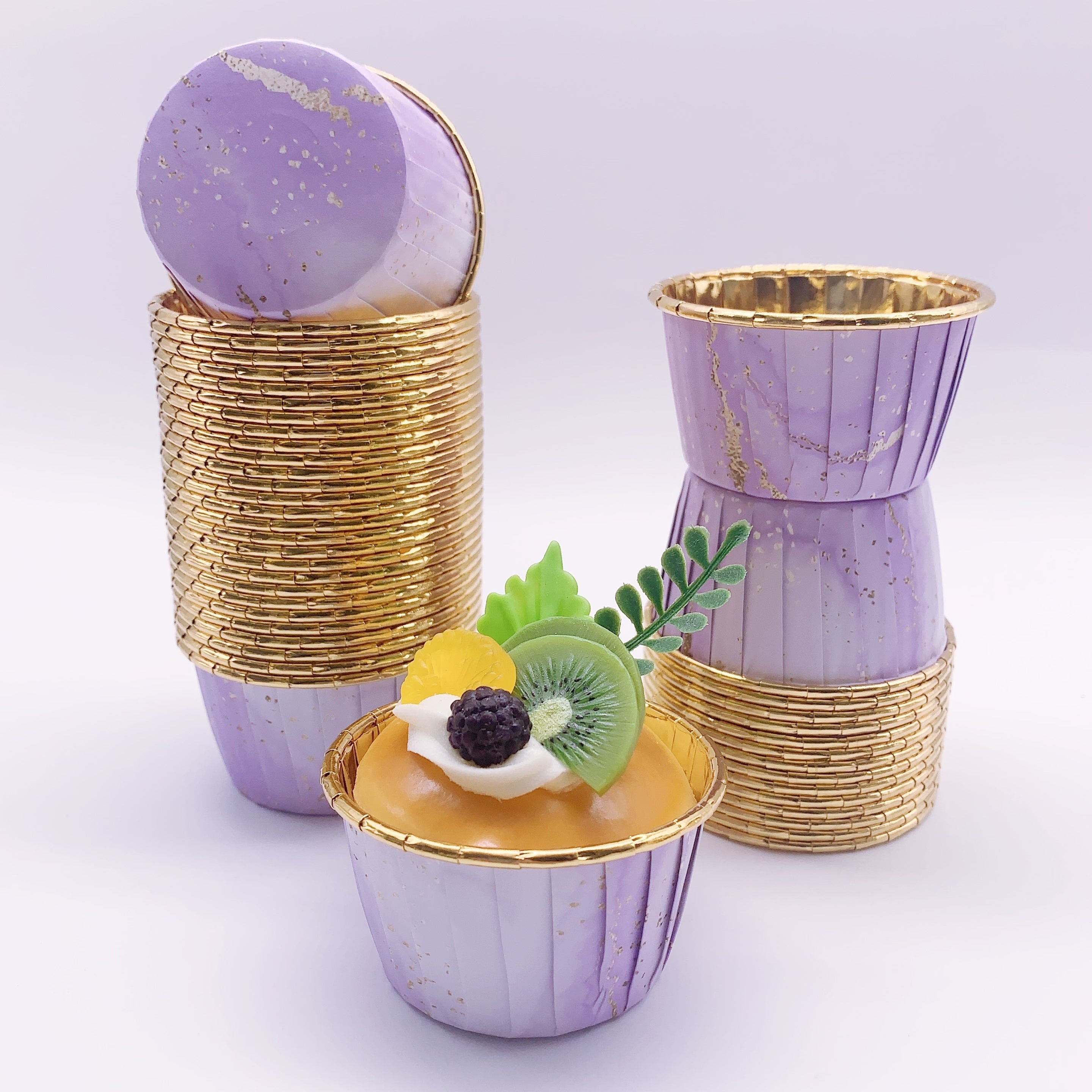 50 ta yaltiroq, bir foydalanish uchun mo'ljallangan kekchilik qobig'i, issiqlikka chidamli muffin pishirish asboblari