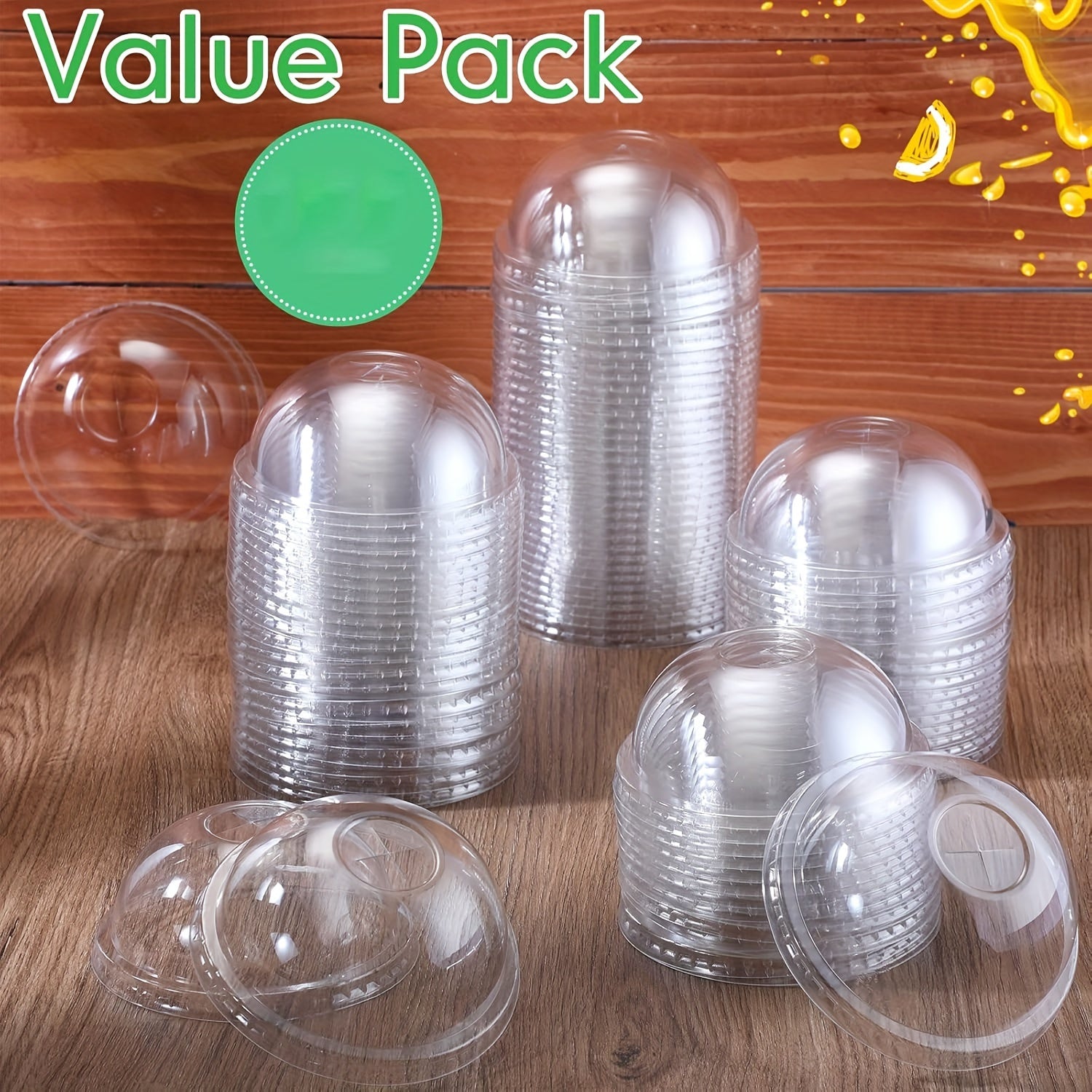 Разнообразные одноразовые крышки из PET-пластика с куполообразной формой и прорезью для соломинки для стаканов диаметром 90/95 мм, прозрачные