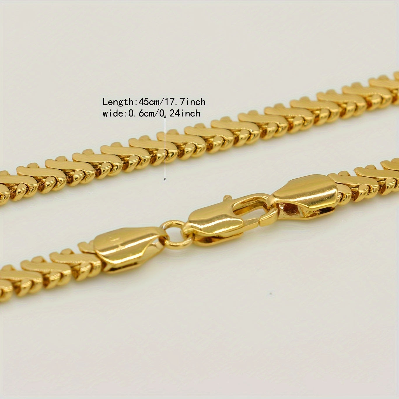 Gold-Plated Brass Necklace with Hip-Hop Influence 45.72cm for Weddings and Casual Wear