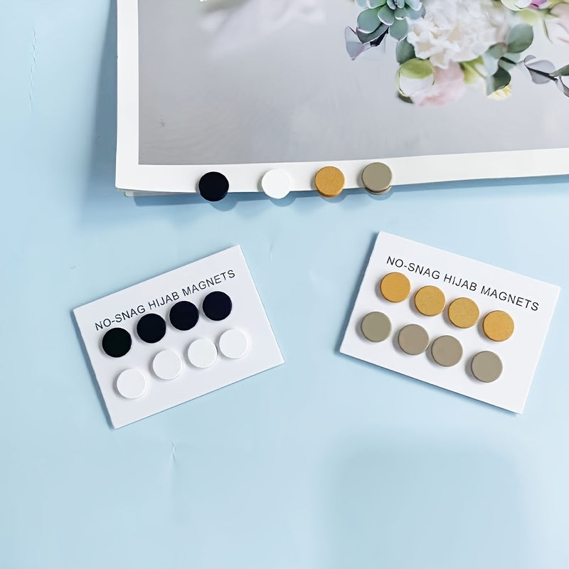 Juego de 8 imanes minimalistas de aleación para hijab, pinzas redondas antarañazos para uso multifuncional
