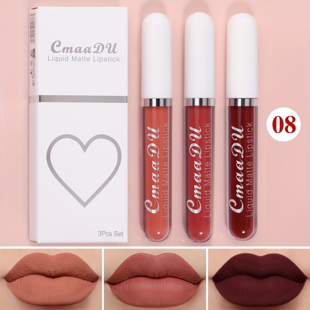 Set de labiales líquidos mate para mujer, a prueba de agua y de larga duración en tonos rojos