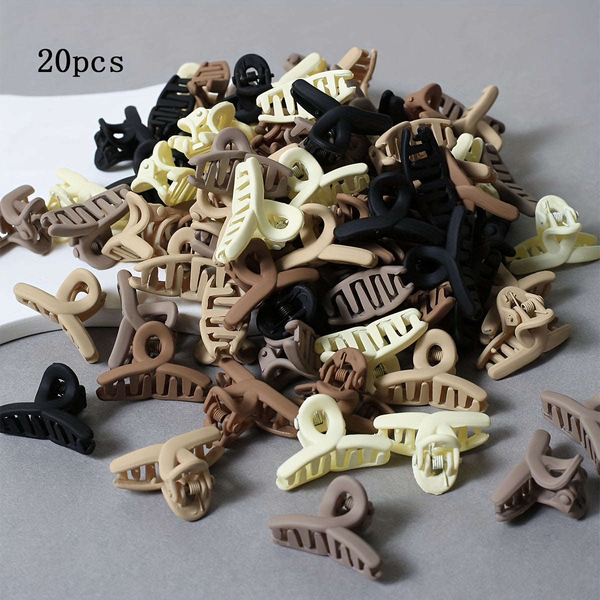 20pcs Coffee Color Heart Shaped Hair Clips for Women Small Plastic Hair Accessories