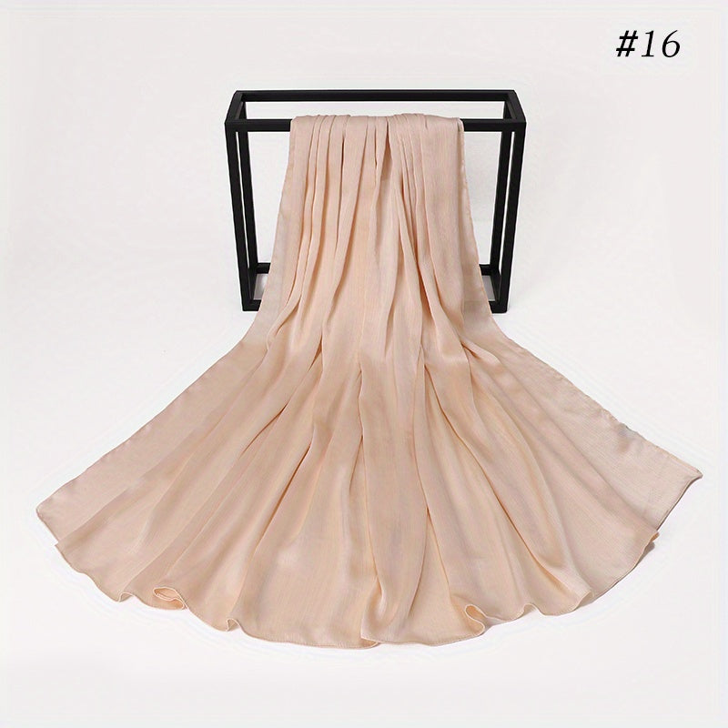 Wrinkled Satin Muslim Hijab Natural Fiber Lightweight Black