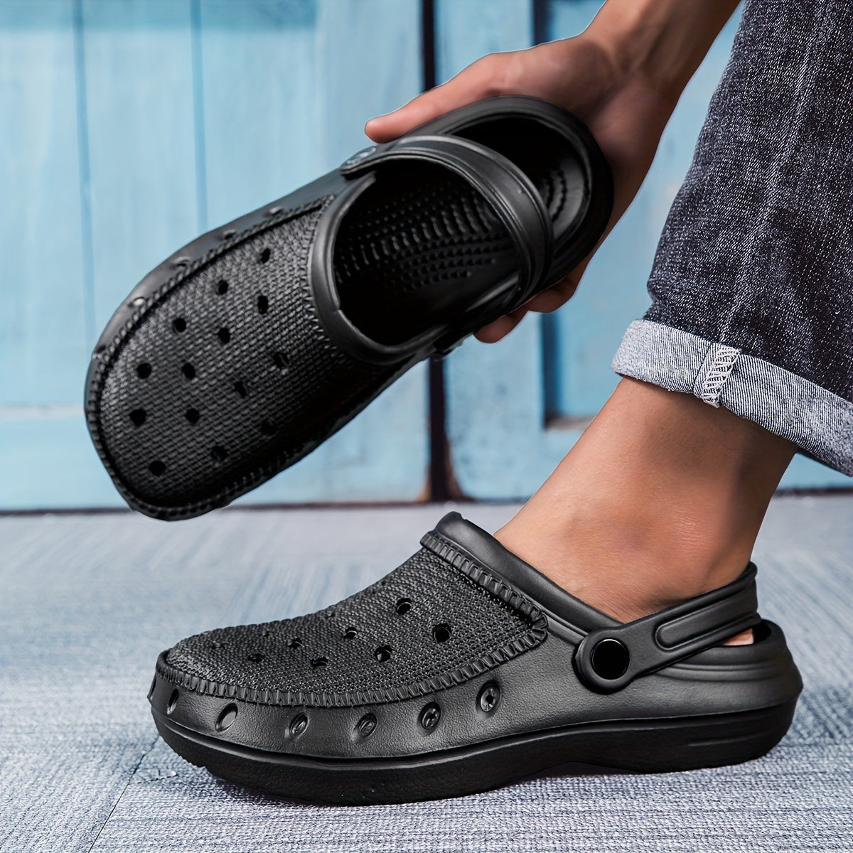 Women's Black Clog Shoes Breathable Flat Summer Casual Outdoor