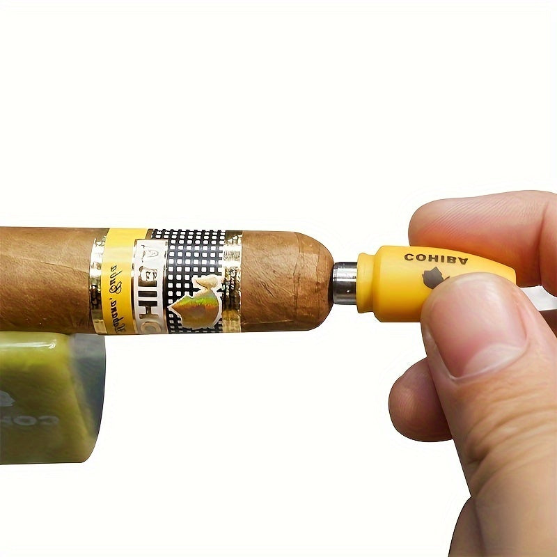 3Pcs Stainless Steel Tobacco Cutter Set Portable Sharp Punch Keychain Yellow