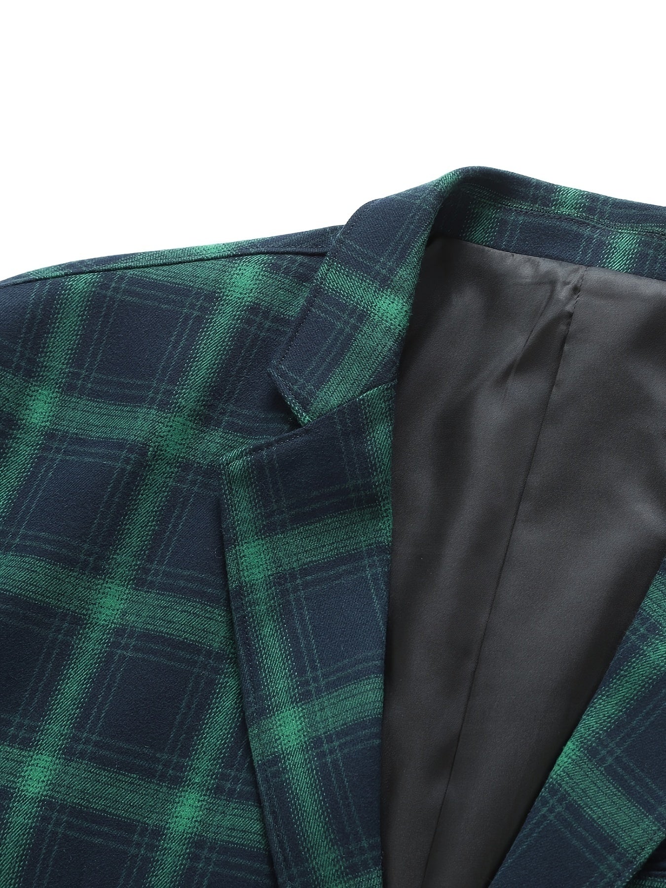 Men's Plus Size Summer Blazer Casual Plaid Long Sleeve Polyester Suit Jacket