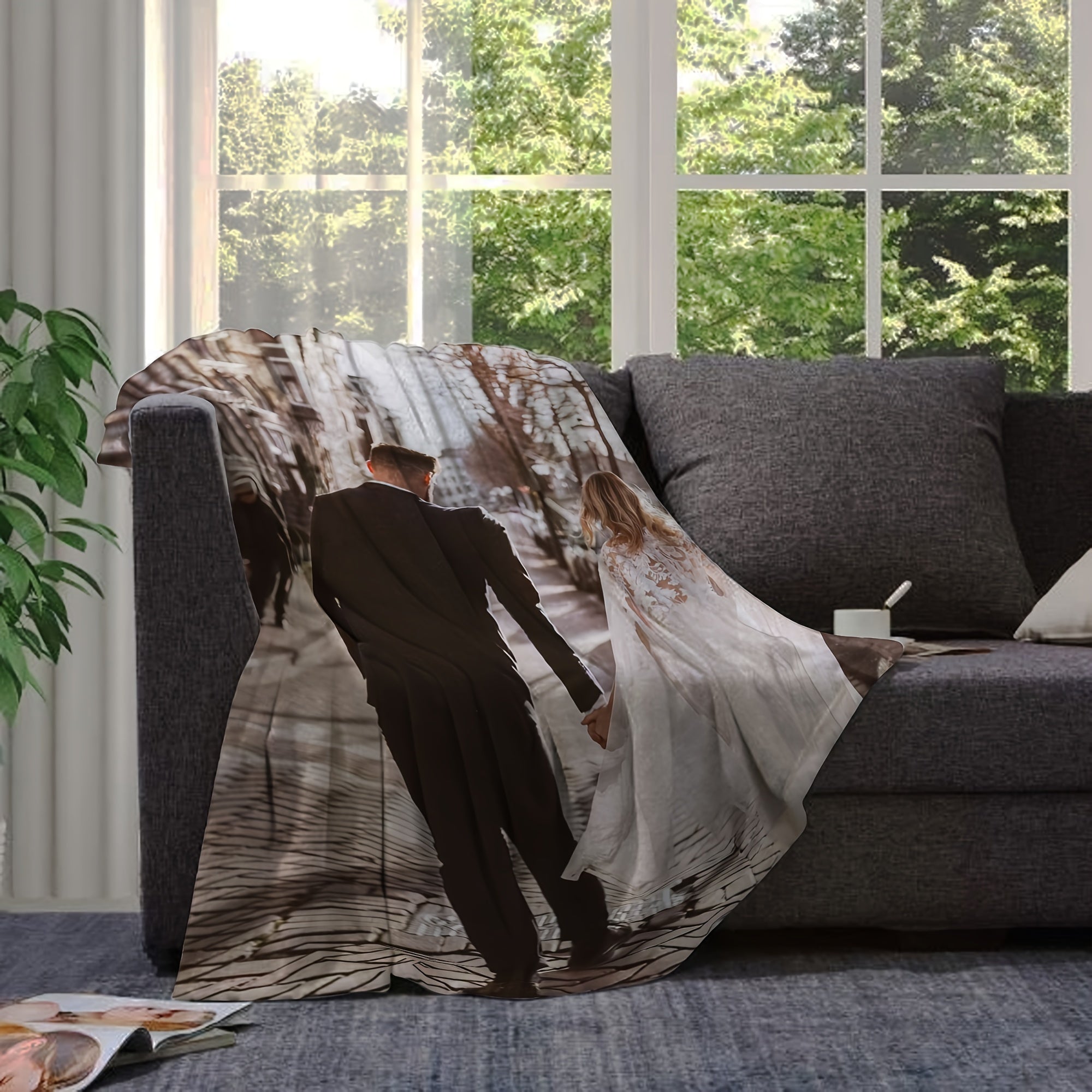 Personalized Flannel Blanket Throw for Couples Soft All-Season Cozy Gift