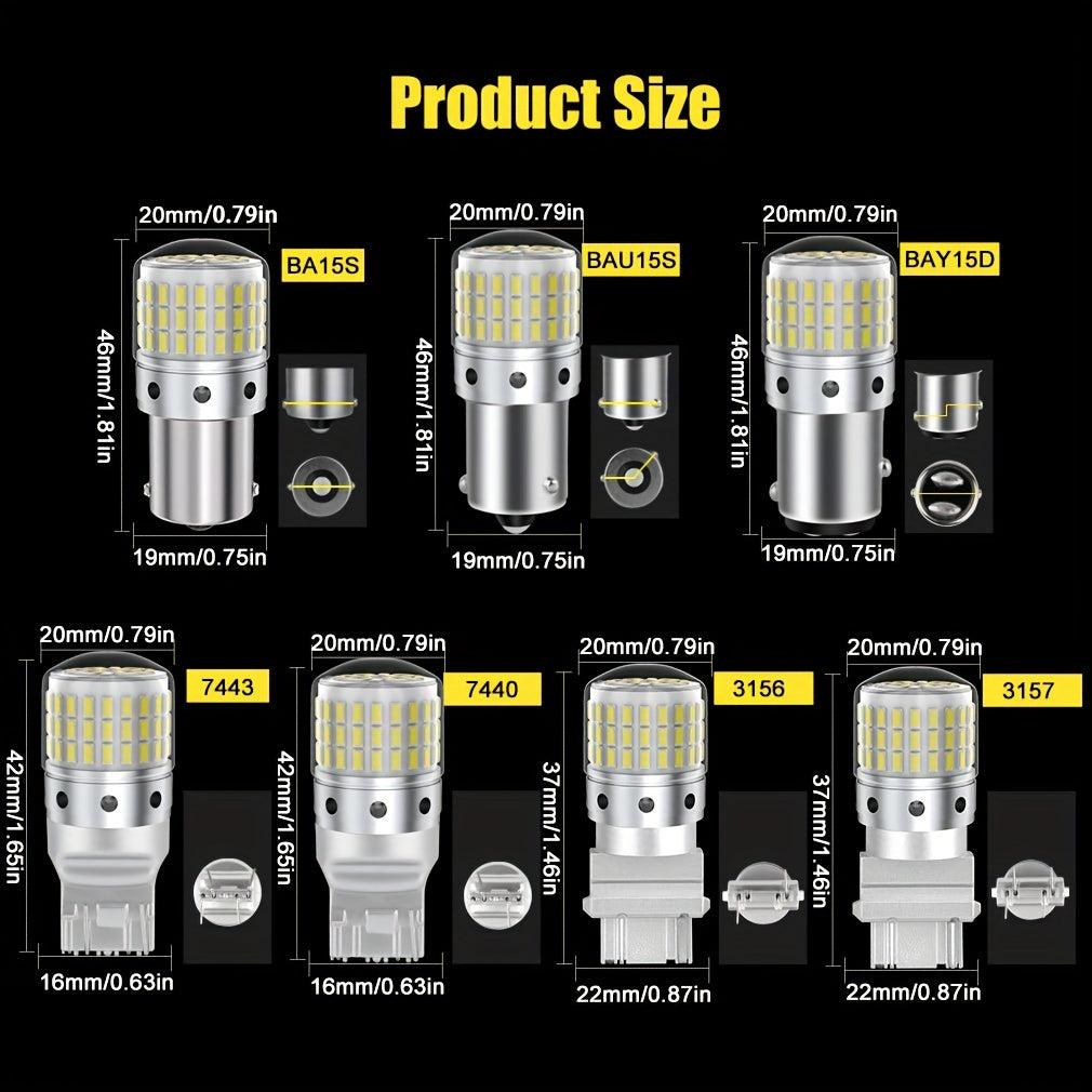 2 Pack LED Car Turn Signal and Reverse Bulbs White 1156 7440 3157 P21W