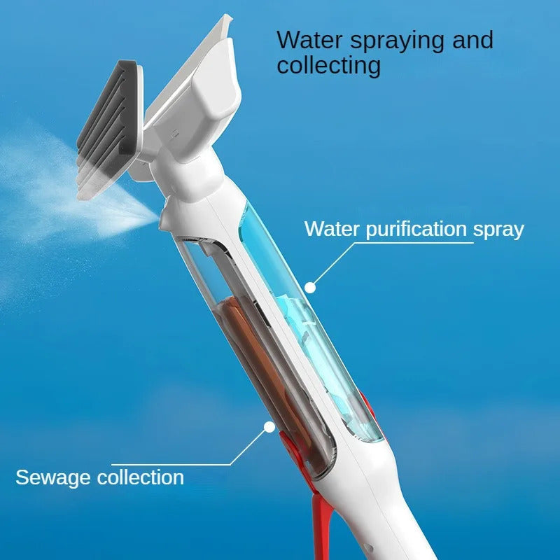 Ko‘p maqsadli oynani tozalash uchun yuvish vositasi, uzaytiriladigan tutqich va purkash tizimi bilan