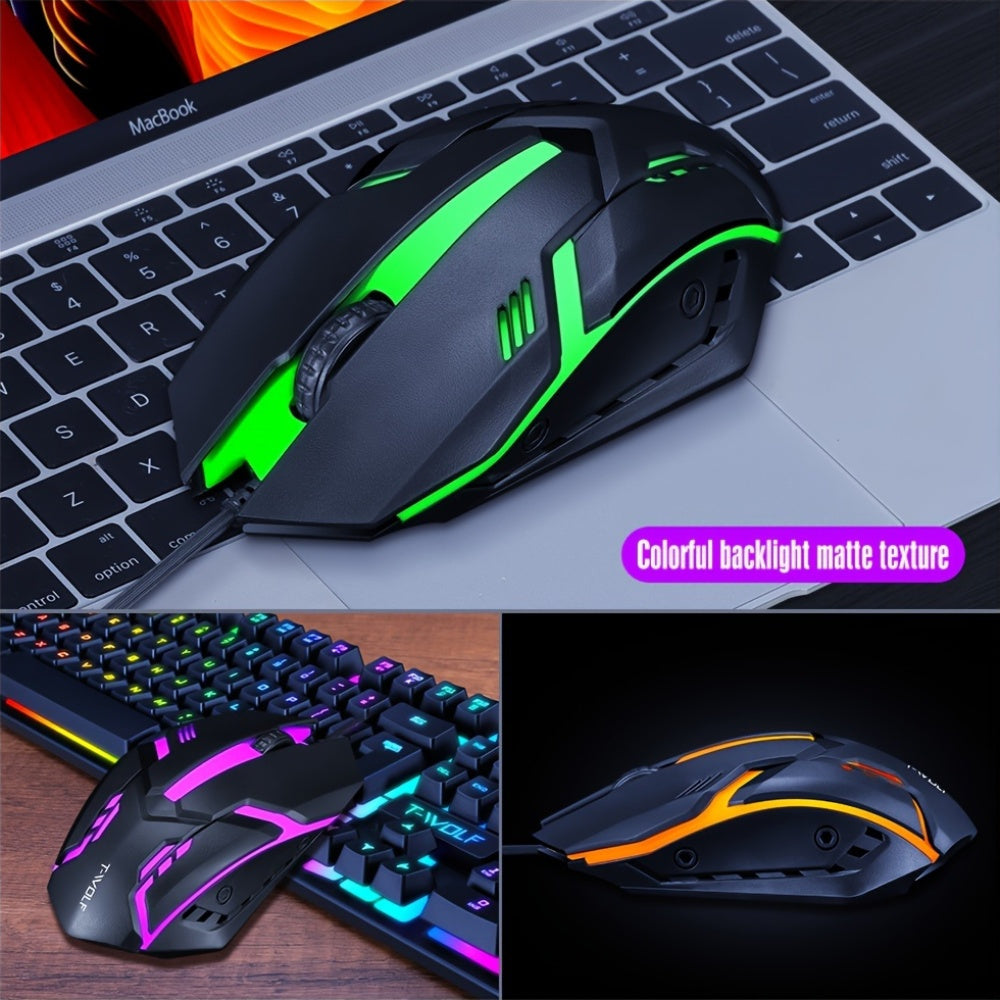 2pcs Wired Gaming Keyboard and Mouse Set with Rainbow Backlit for PC and Consoles