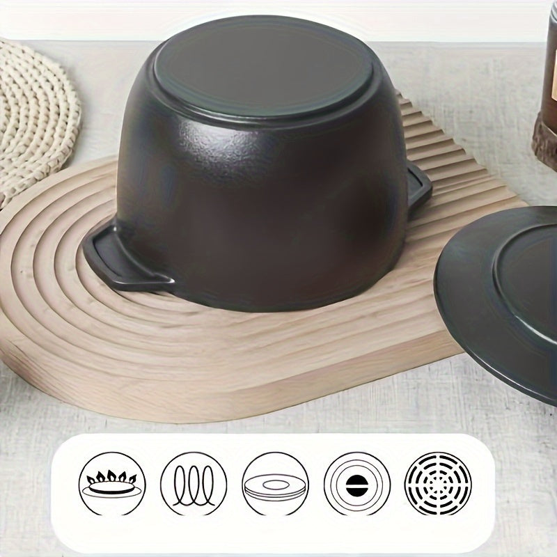 Двухручная чугунная кастрюля для тушения с универсальным антипригарным дизайном для легкого приготовления супов и каш без покрытия