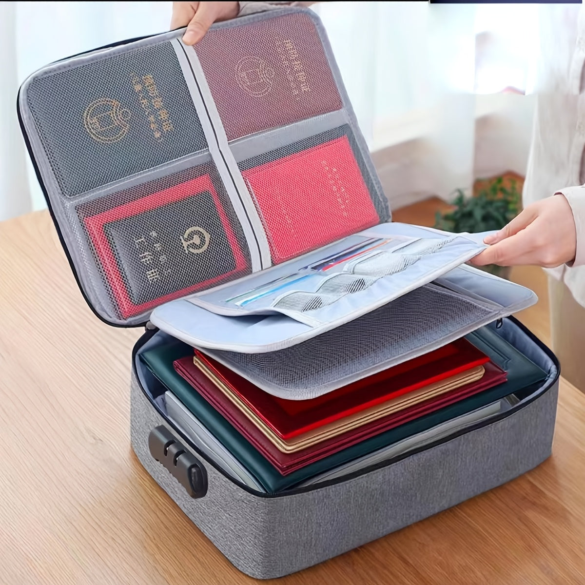 Large Capacity Multi-Layer Polyester Document Organizer for Credit Cards and Files