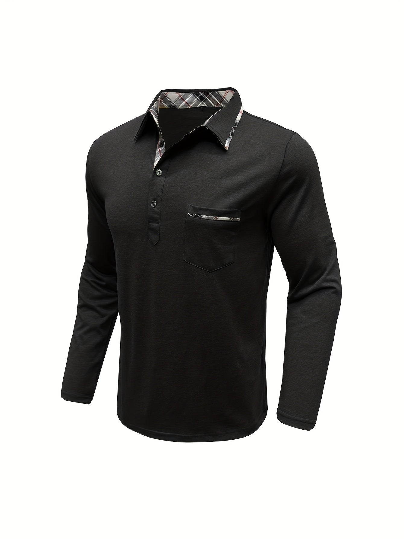 Men's Plus Size Long Sleeve Shirt with Chest Pocket in Beige Light Brown Plaid Casual Knit Fabric for Spring Fall