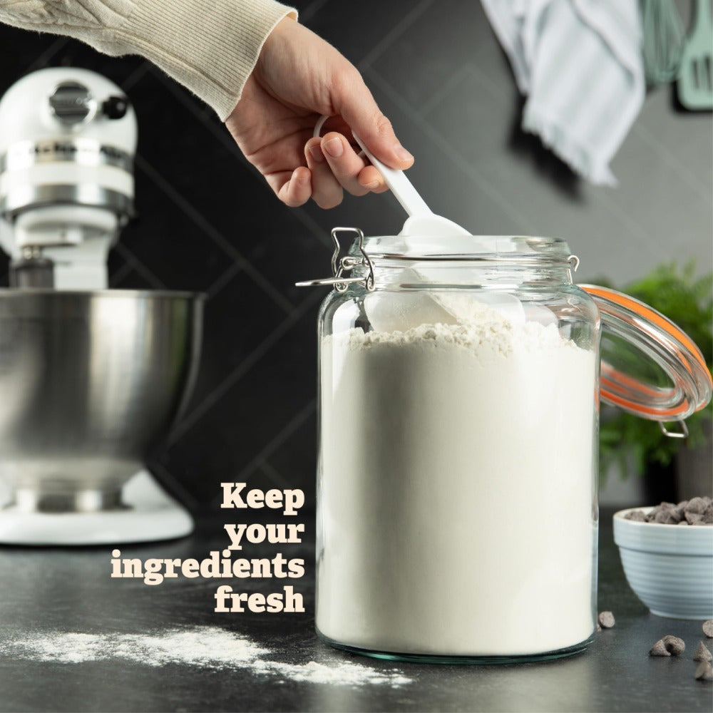 Two Glass Sealed Jars, Food Storage, Durable Clear Mason Jars with Hinged Lid