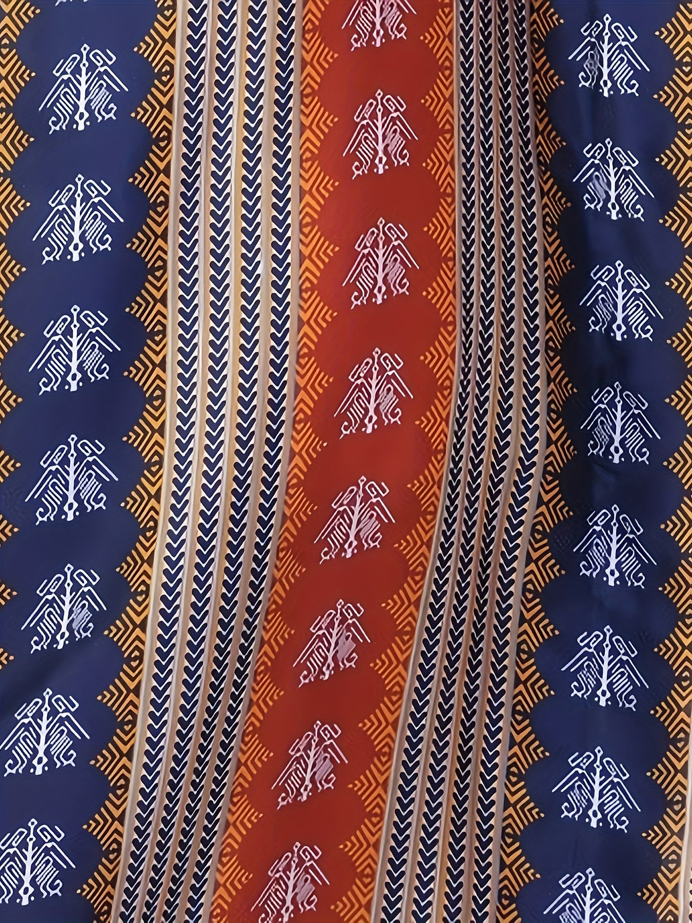 Vestido caftán con estampado geométrico para mujer con bufanda, ajuste holgado, para todas las estaciones, marrón y blanco