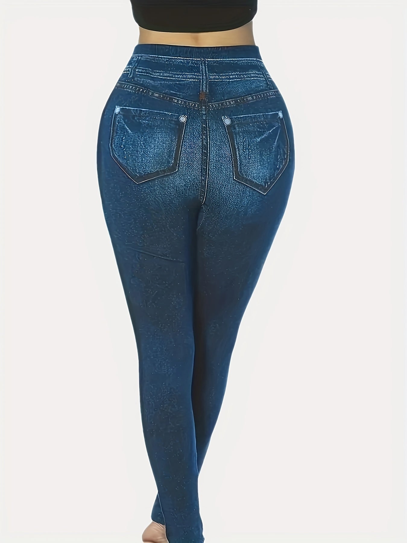 Plus-Size Women's Stretchy Denim Two-Piece Set All-Season Casual