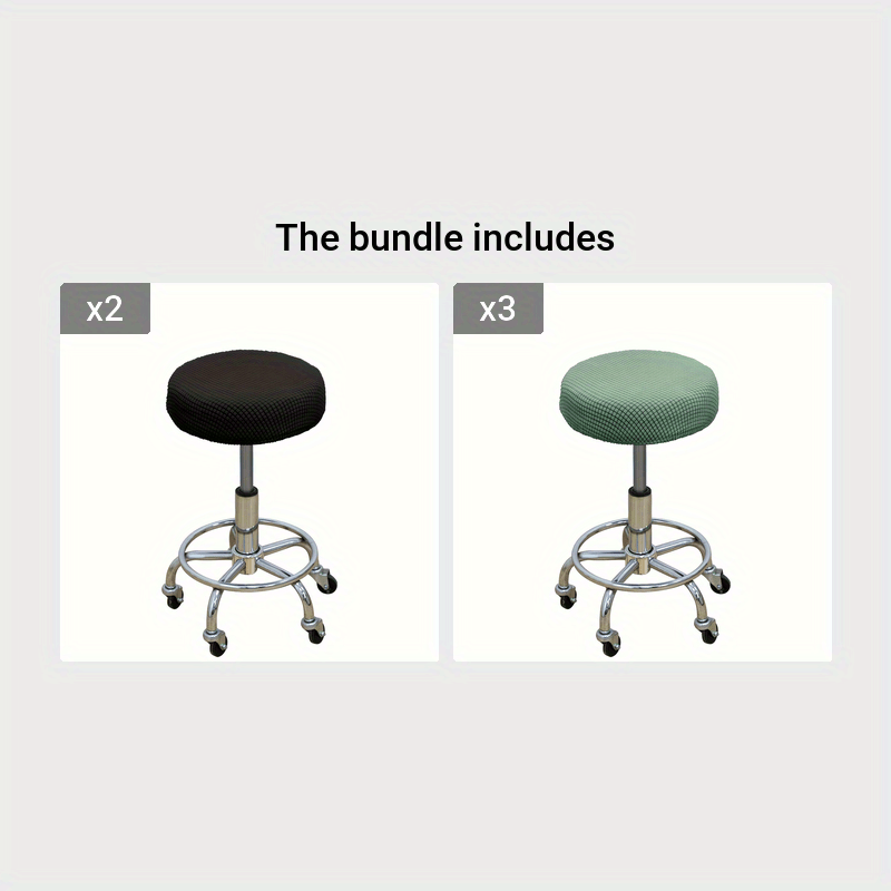 Adjustable Round Stool Slipcover with Diamond Pattern Plush Stretch Seat Protector