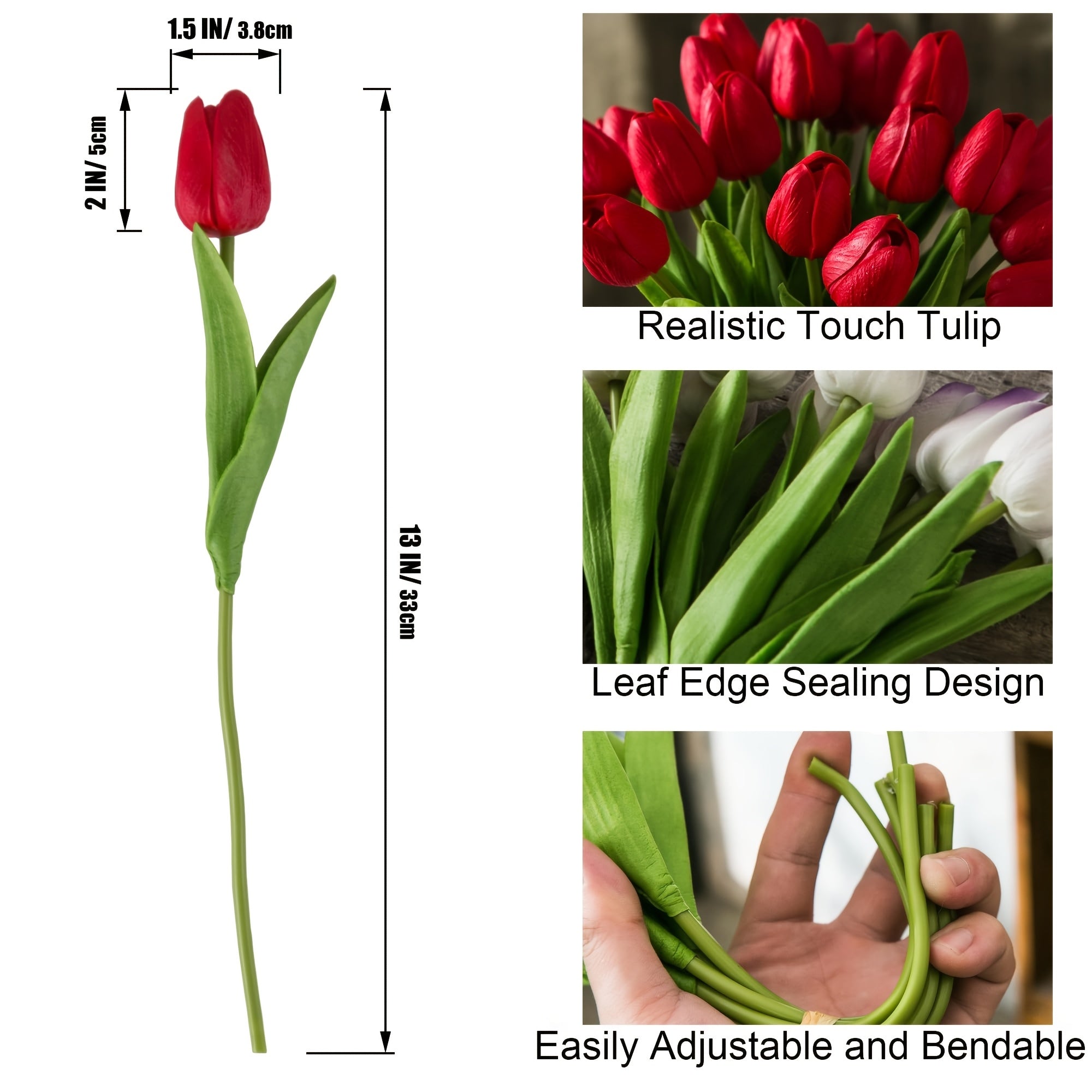 Artificial Tulips Set 18 Lifelike Plastic Spring Home Decor for Gifts and Events