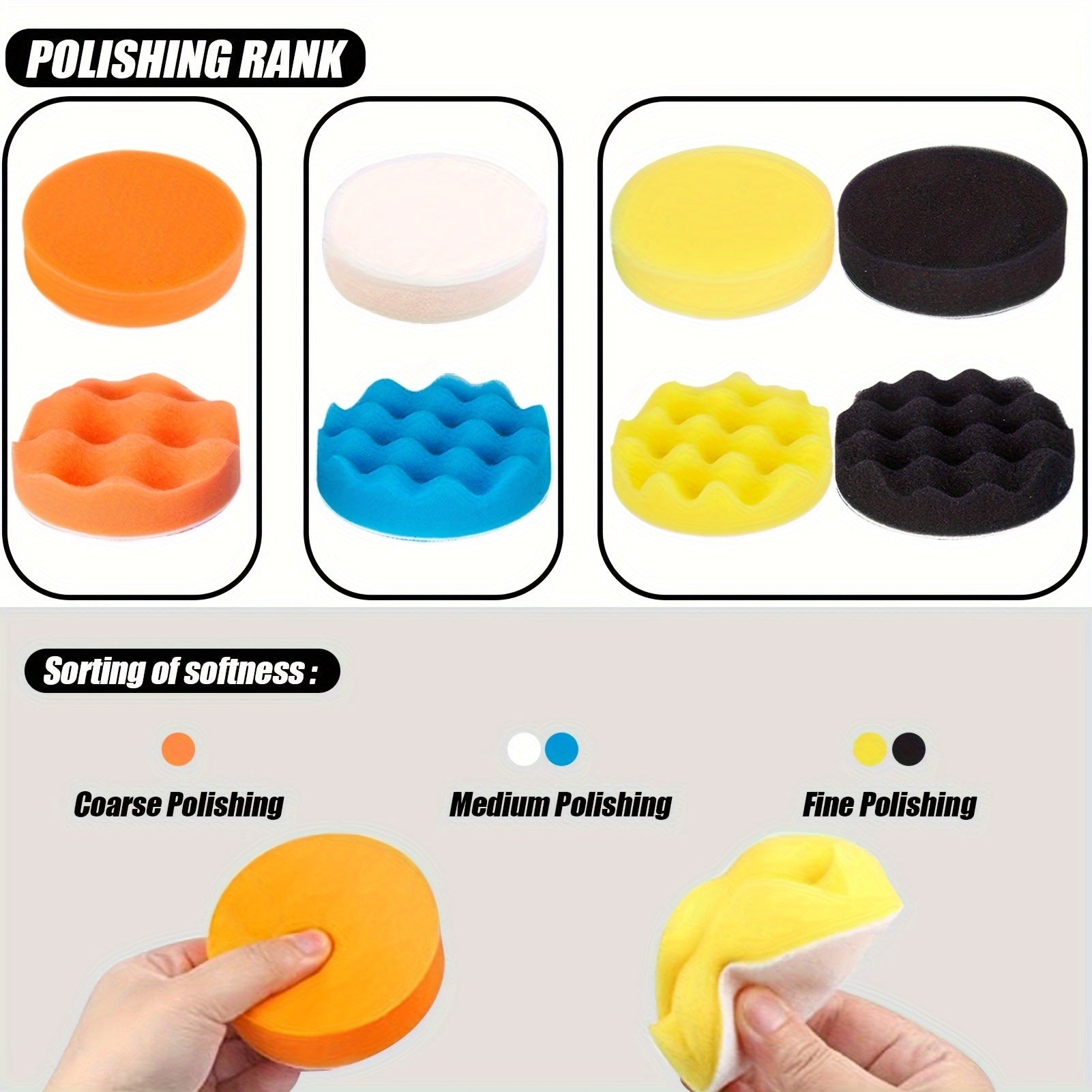 38pcs Car Foam Buffing Polishing Pads Kit Headlight Restoration Sponge Pads