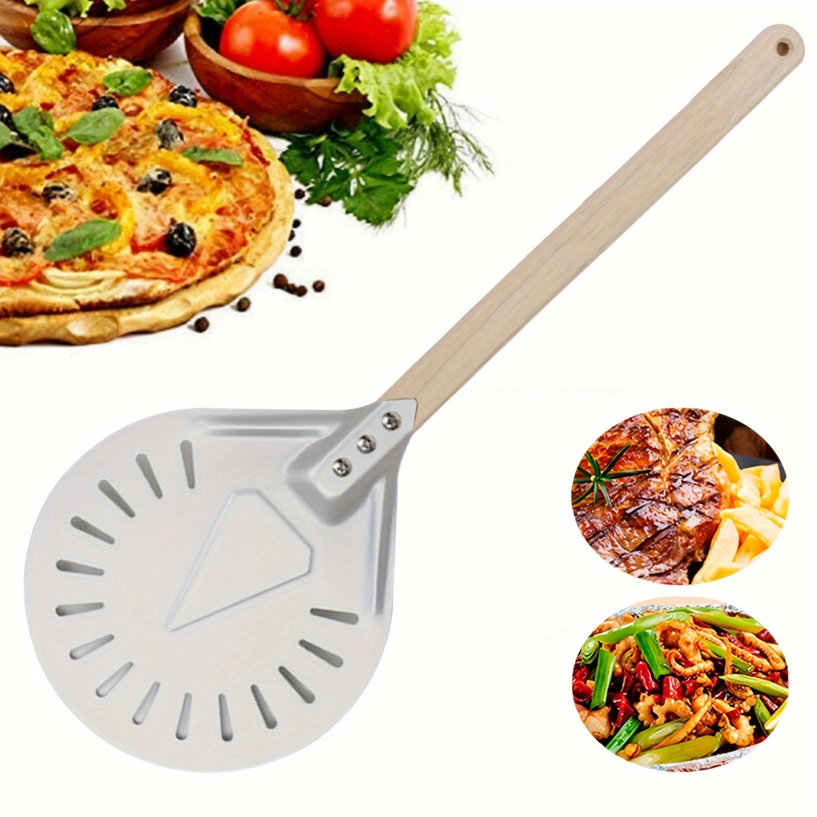 Stainless Steel Pizza Shovels with Wooden Handles, 8 and 22.86 cm