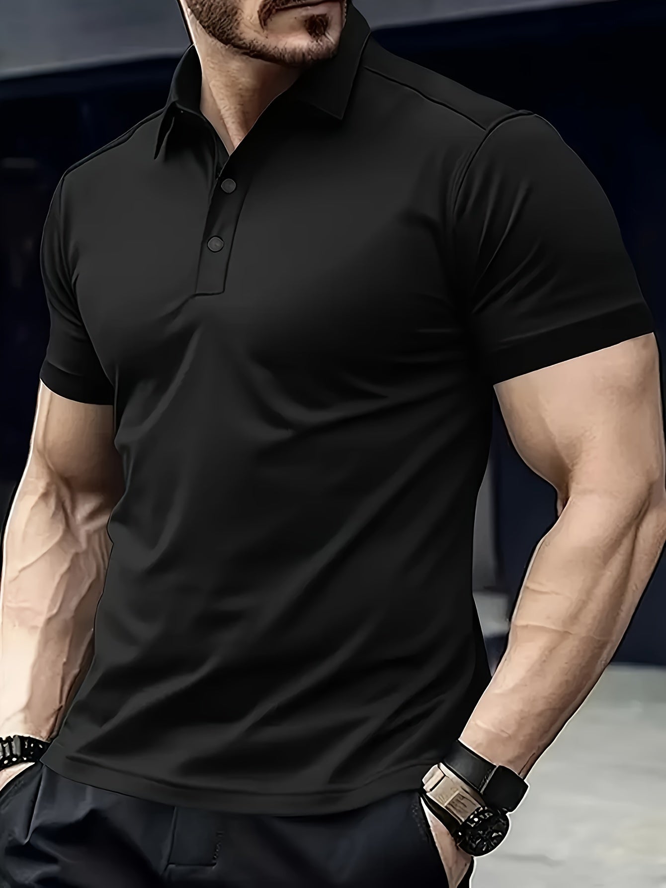 Men's Solid Golf Shirt Summer Outdoor Casual Short Sleeve Polyester