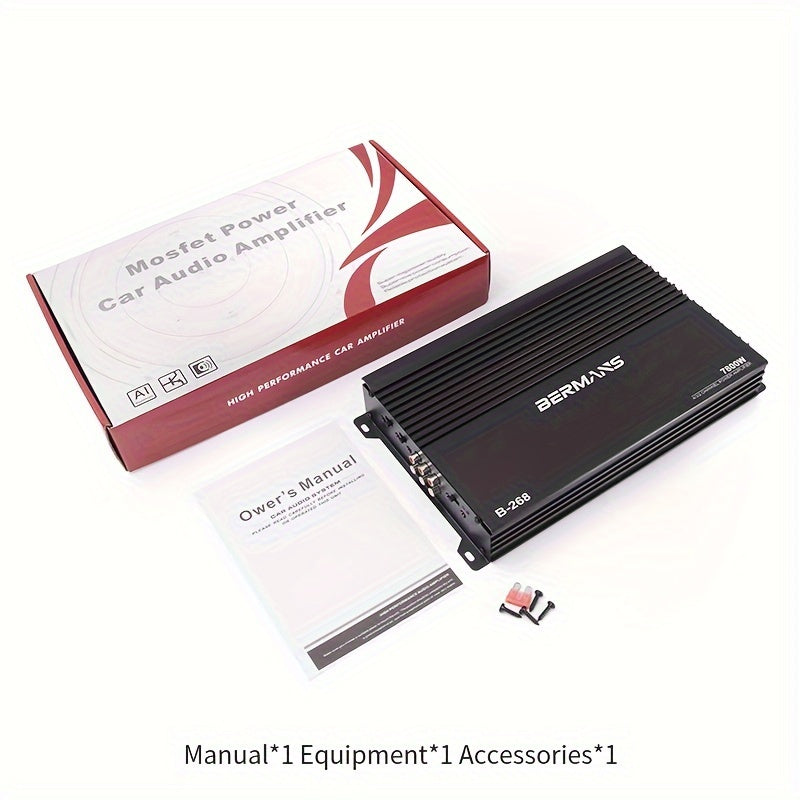 Amplificador de coche de 4 canales 7800W potencia máxima estéreo negro disipador de calor con ventilador sin batería necesaria