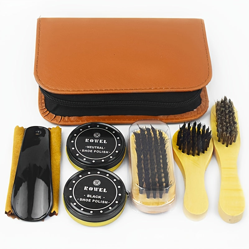 Shoe Cleaning Kit Set Leather Shoe Polish Brush Bag For Shoes & Bags