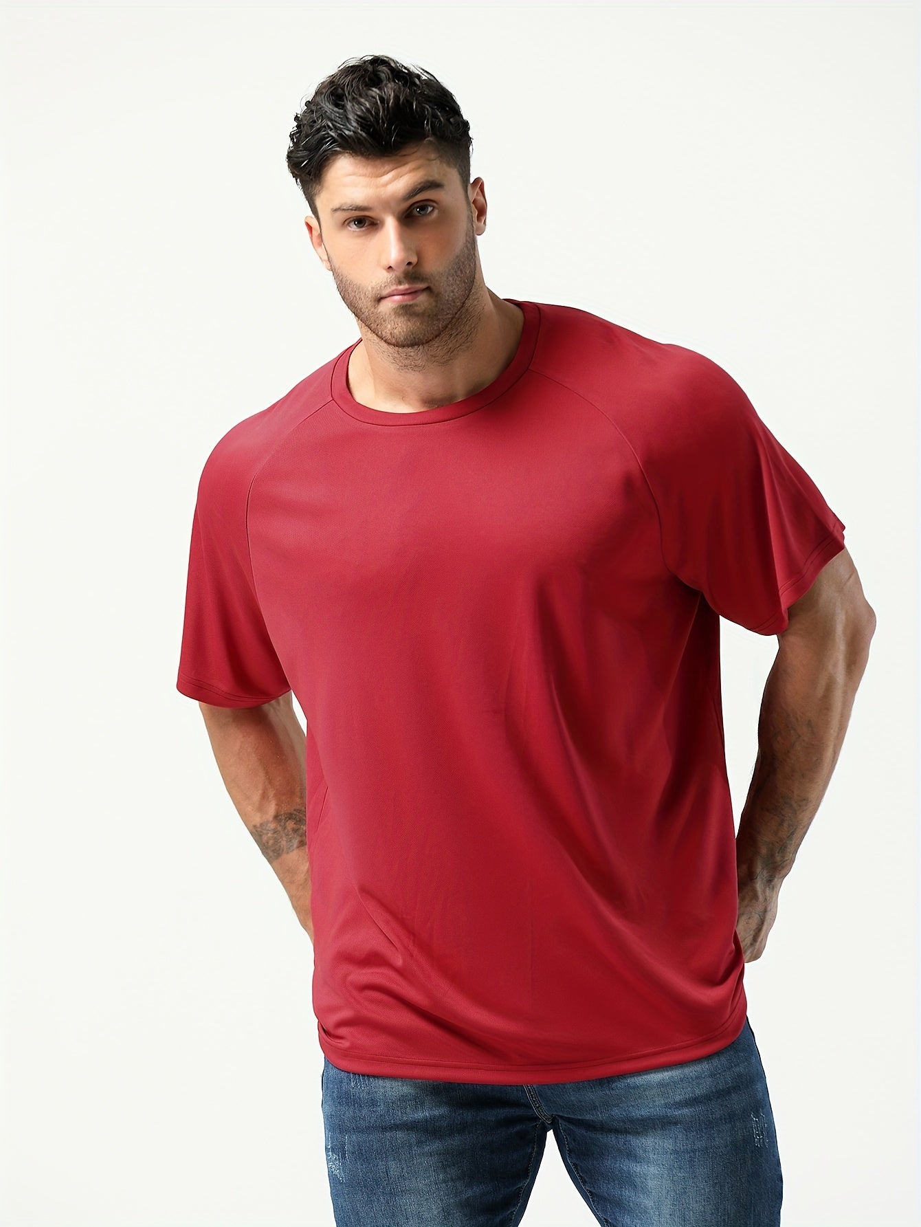 Мужские спортивные майки больших размеров, влагоотводящие, быстро сохнущие, короткий рукав, полиэстер