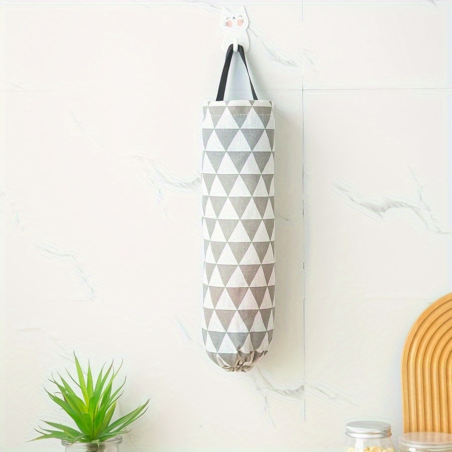 Hanging Storage Bag with Geometric Pattern for Kitchen Wall Mounting