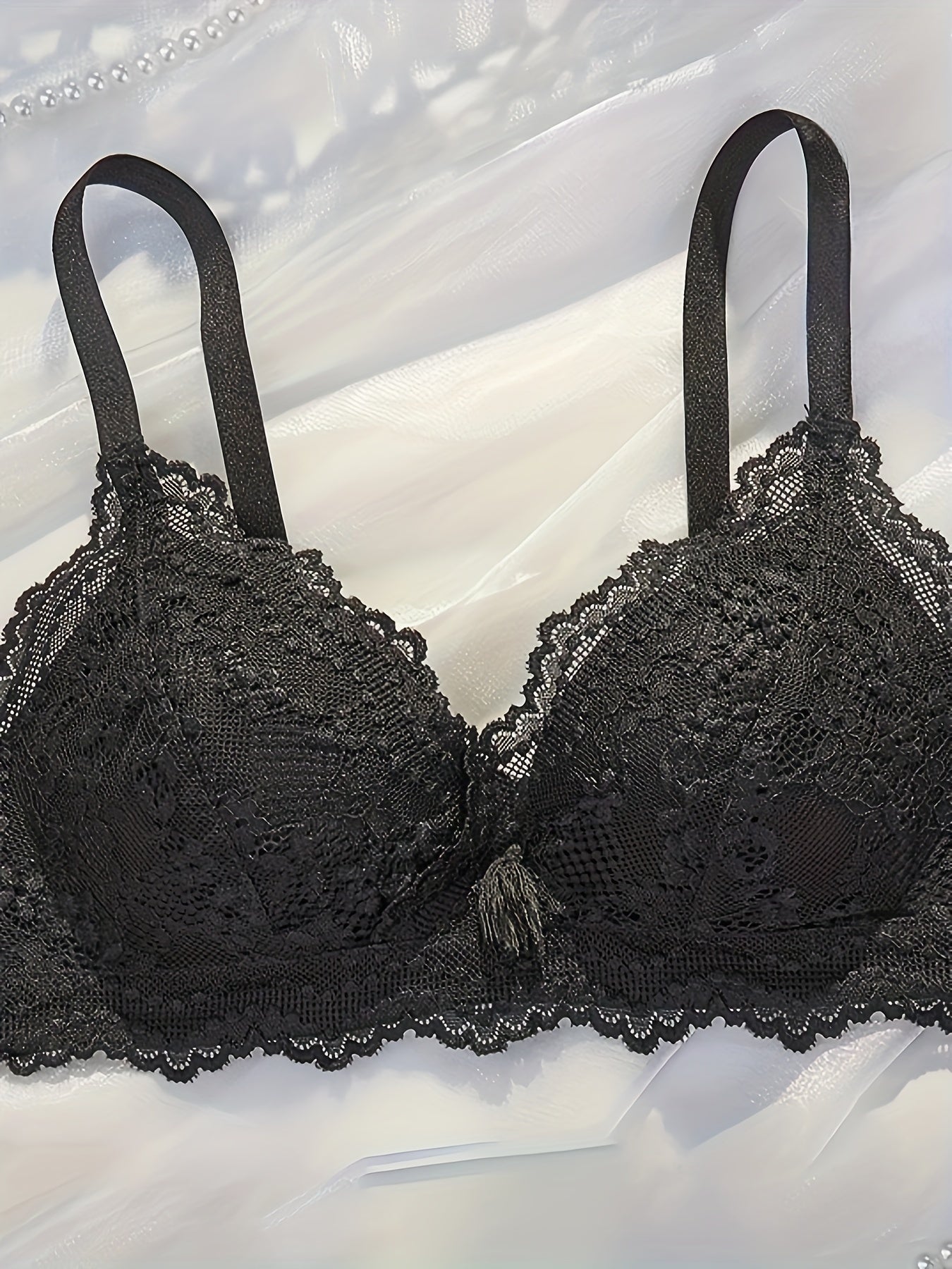 Women's Floral Lace Wireless Push-Up Bralette Breathable Comfortable