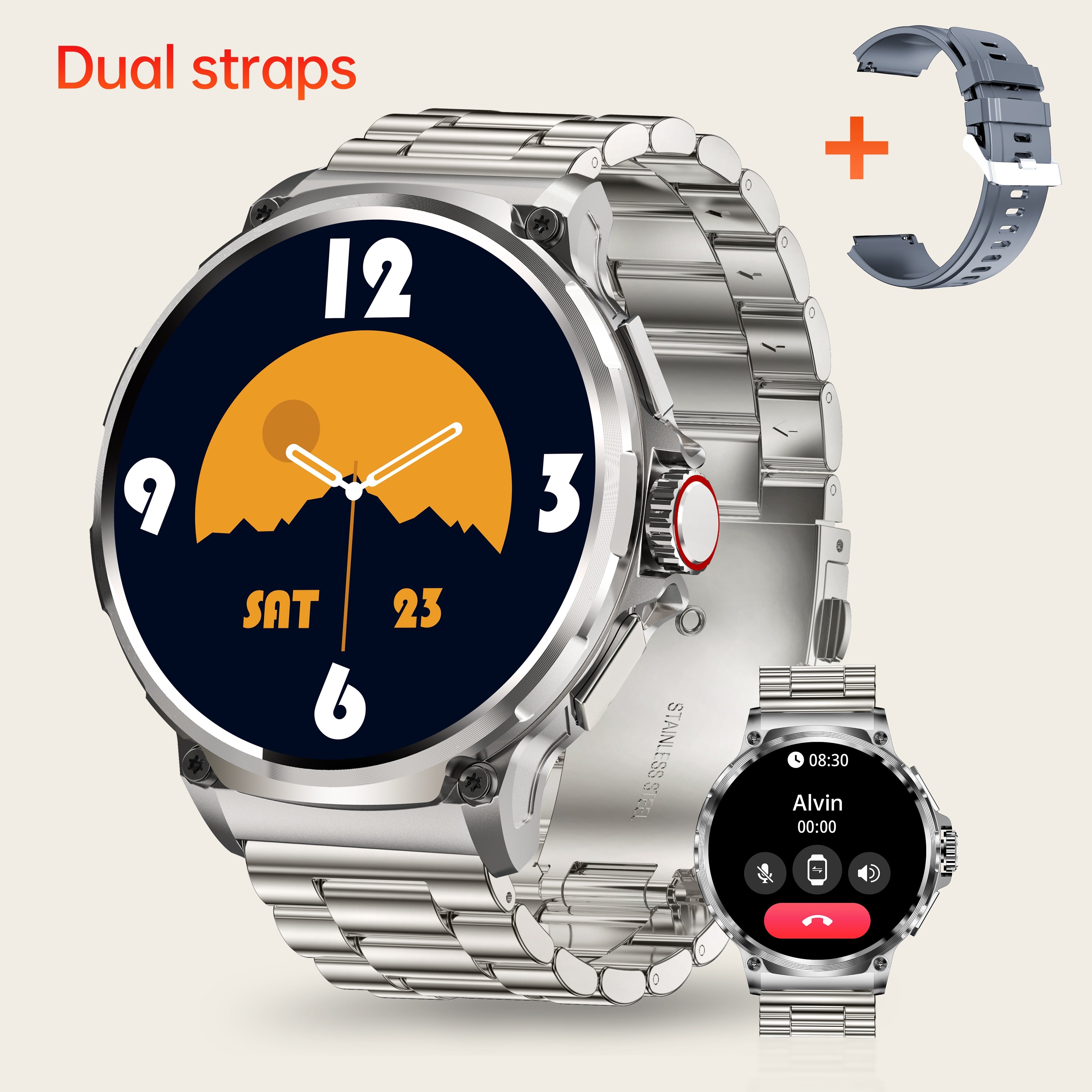 Reloj inteligente para exteriores 4.7cm Pantalla HD Batería de 710mAh con larga duración 100+ modos deportivos Resistente al agua para Android iOS