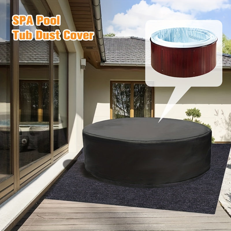Black Outdoor Pool Cover for Circular Bathtubs Deck Railings and Patio Furniture Durable Polyester