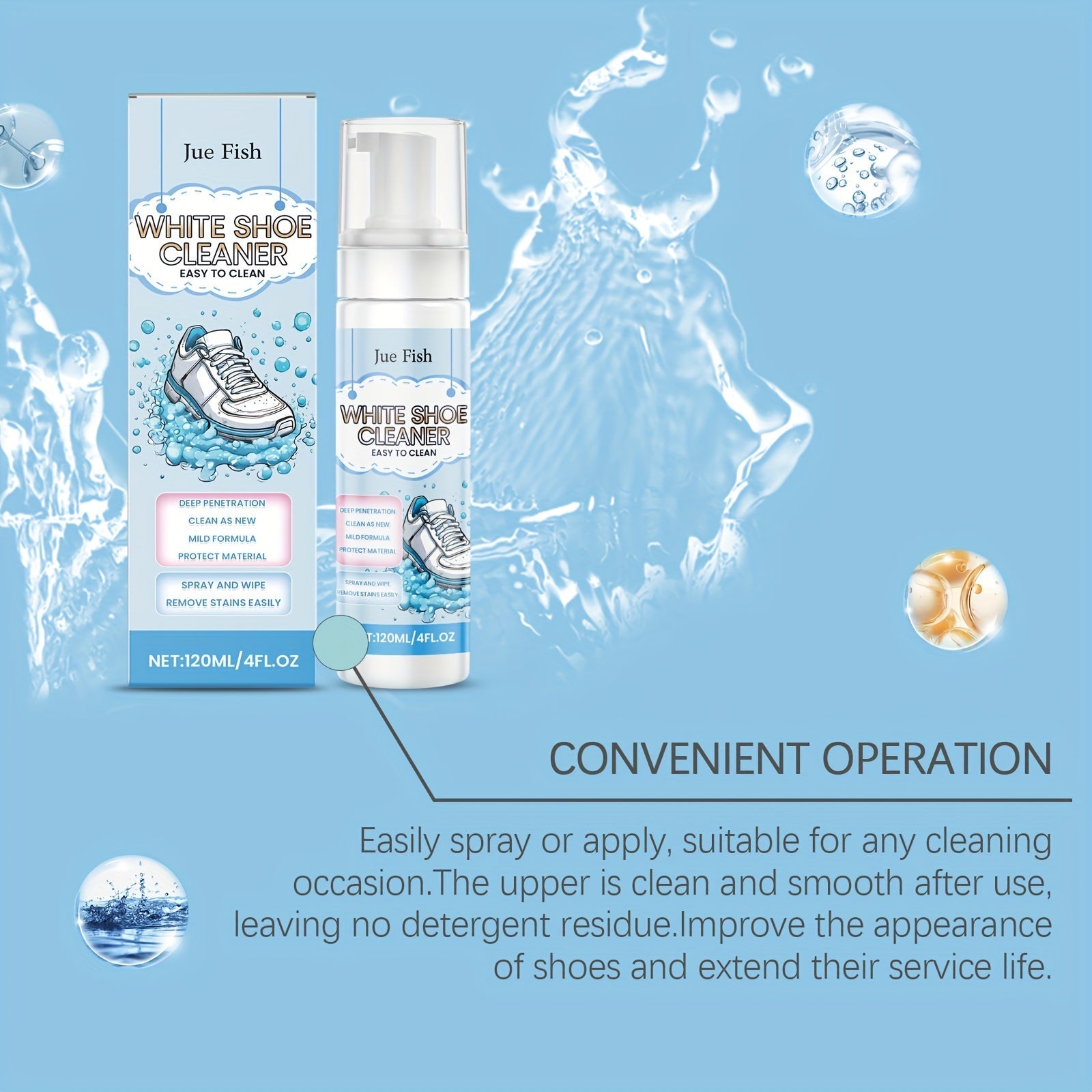 White Shoe Cleaner Foam for PU Leather Canvas and Athletic Shoes