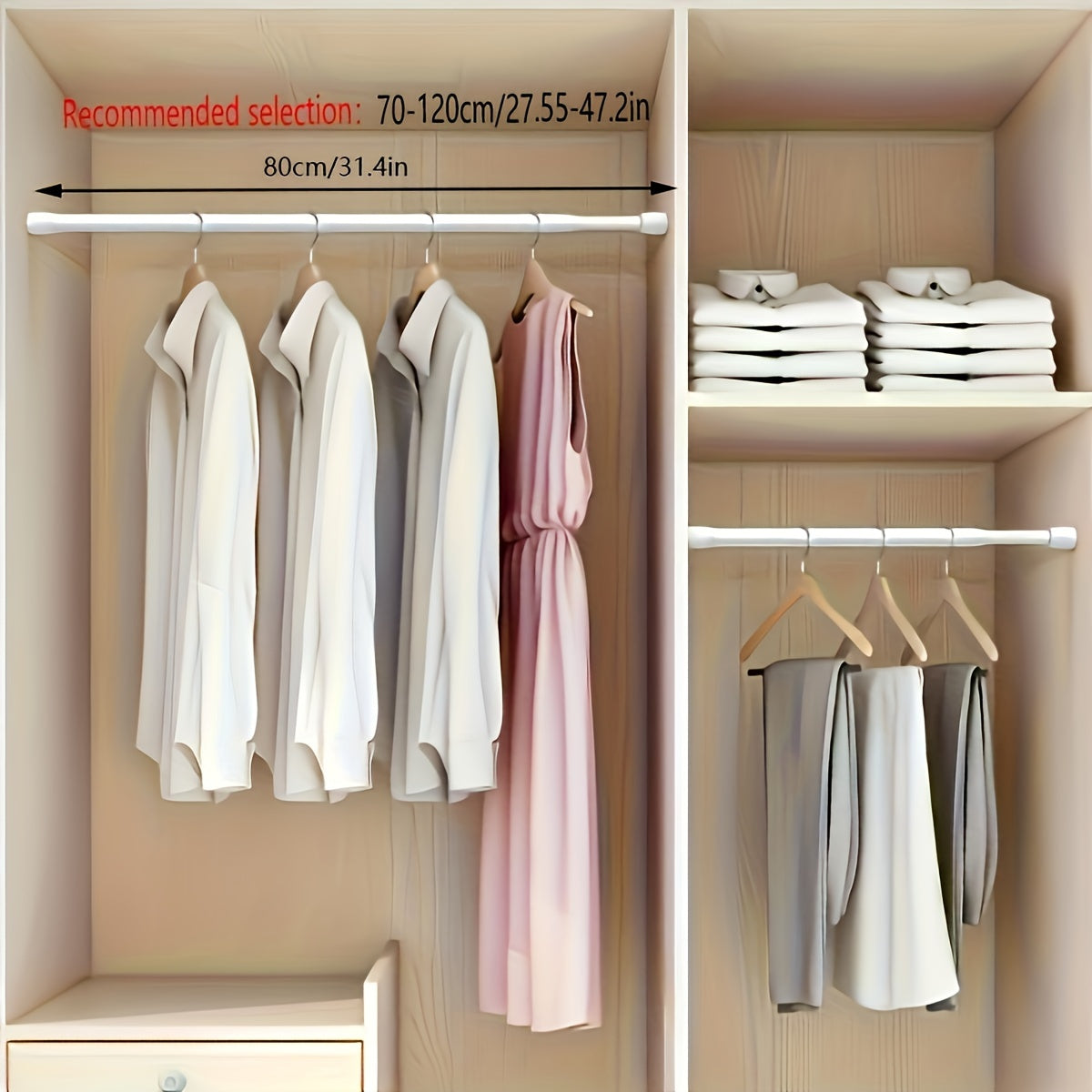 Adjustable Tension Shower Curtain Rod for Window Door Closet