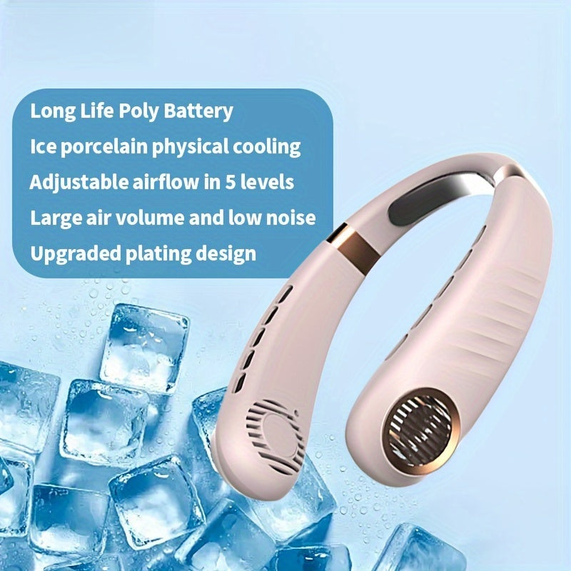 Rechargeable Wearable Neck Fan with 3-Speed Bladeless Personal Cooling Fan