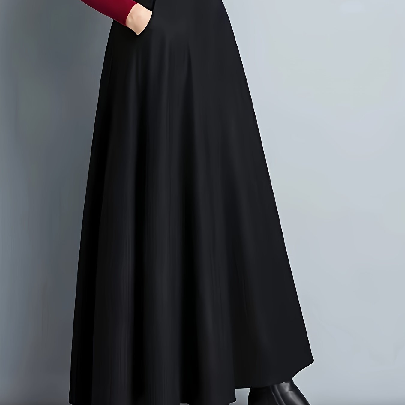 Women's High Waist A-Line Skirt with Slant Pockets Solid Color for Spring and Summer